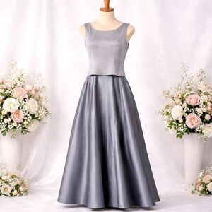 Arianna Rachel Kaye Solid Silver Sparkle Formal Full-Length Gown Size 6